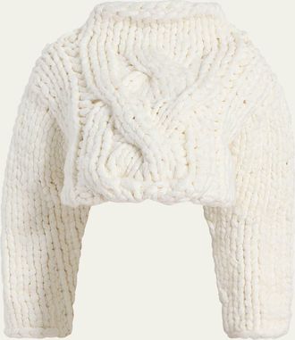 Khaite Ninel Oversized Cable-Knit Crop Sweater