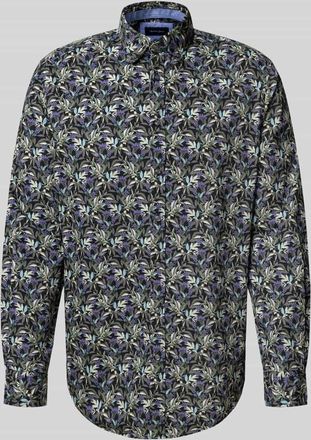 Christian Berg Regular Fit Freizeithemd mit floralem Muster in Black, Größe 3XL