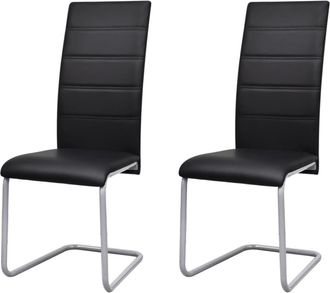 vidaXL Vidaxl - Sillas De Comedor Voladizas 2 Unidades Cuero Sint&eacute;tico Negro