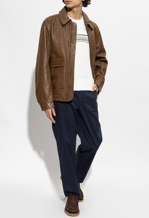 Paul Smith Leather Jacket In vintage Style, Mens, Brown