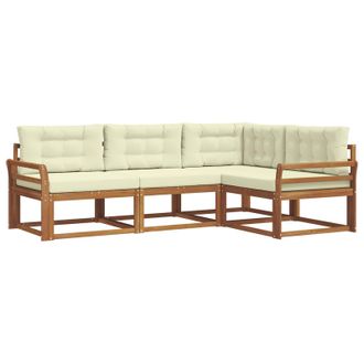 vidaXL Conjunto De Sof&aacute;s De Exterior Con Coj&iacute;n 4 Pcs Natural Y Crema Vidaxl