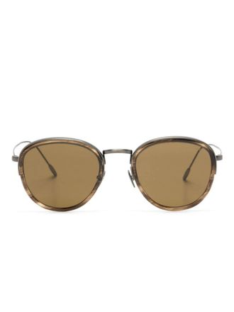 Giorgio Armani tortoiseshell effect oval-frame sunglasses - men - Metal - 50 - Grey