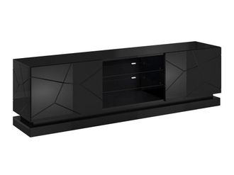 Mirjan24 Mueble Tv Charlotte 128, Negro + Negro Brillante, 200x57x40cm