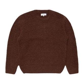 Edwin Dun Gebreide Trui - Heren - Ronde hals truien - Bruin - XL - Wol - Truien & Vesten