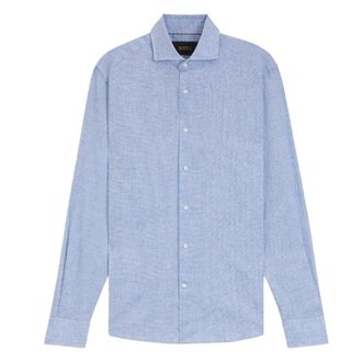 HUGO BOSS Heren L-Hays Linnen Slim Overhemd (Turquoise)