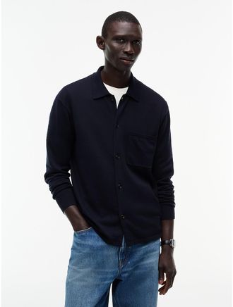 Tommy Hilfiger Mens Classic Shirt Cardigan - Navy Blue - XL