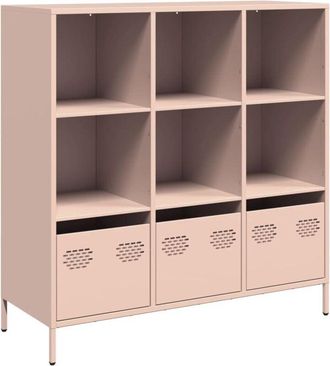 vidaXL Aparador de acero rosa 101,5x39x103,5 cm Vidaxl