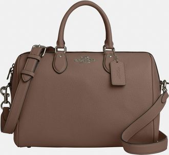 Coach Womens Rowan Large Satchel in Soft Pebbled Leather - Taupe - One Size