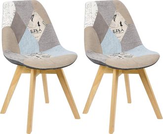 Woltu Lot De 2 Chaises De Salle &Agrave; Manger Woltu, Chaise De Cuisine, Pied En Bois, Style Nordique, Patchwork