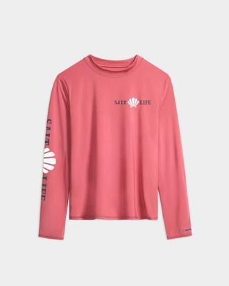 Salt Life Turtle Performance Long Sleeve Tee in Flamingo Heather at Nordstrom, Size Large