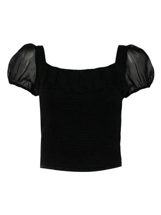 Emporio Armani puff-sleeved top - women - Silk - S - Black