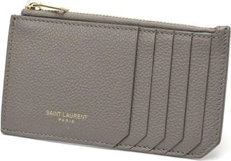 Saint Laurent Gray Leather Coin Purse/Coin Case (Pre-Owned)