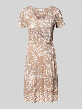 More & More More & More Knielanges Kleid in Wickel-Optik in Taupe, Gr&ouml;&szlig;e 34