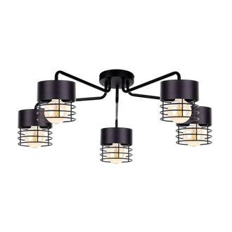 Netlighting Elle Multi Arm Semi Flush Ceiling Light Black 70cm 5x E27