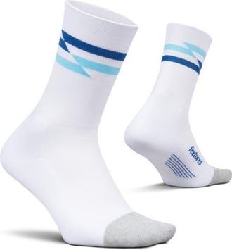 Feetures Elite Light Cushion Mini Crew Sock Sport Sock with Targeted Compression in White Track at Nordstrom, Size Medium