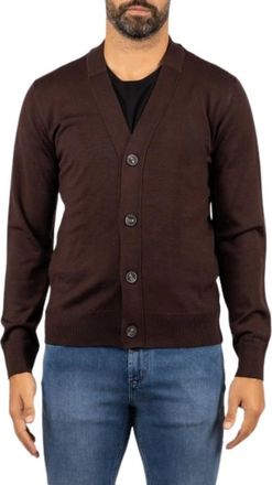 Alpha Industries Merino Wol Cardigan - Heren - Vesten - Bruin - S - Wol - Truien & Vesten