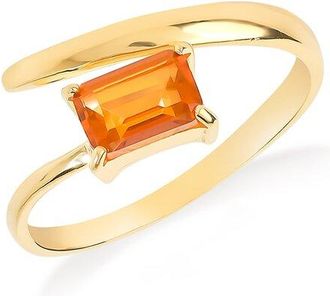 Tiramisu 14K Over Silver 1.00 Ct. Tw. Orange Red Mystic Quartz Solitaire Ring