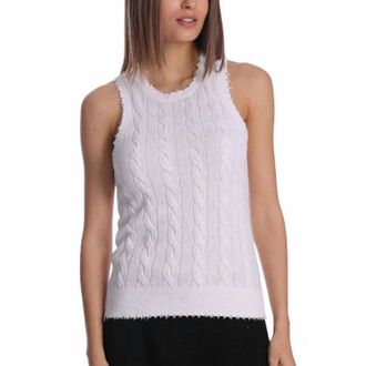Minnie Rose Cable Tank Top In White