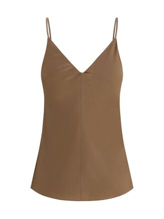 Brunello Cucinelli Womens Stretch Silk Top Praline Silk; Elastane Shirt