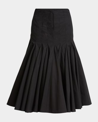 Jacquemus Agave Drop-Waist Pleated Flare Midi Skirt