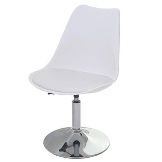 Hhg Nunca Usado] Juego De 2 Sillas Giratorias Malm&ouml; T501, Silla De Cocina, Altura Regulable, Polipiel, Blanco, Base Cromada