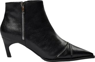 Sofie Schnoor Elegante zwarte leren laarzen met ritssluiting - Dames - Laarzen met Hak - Zwart - 39 EU - Leer - Schoenen