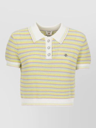 Casablanca striped cotton three button polo short sleeves