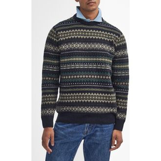 Barbour Case Fair Isle Wool Sweater in Black Marl at Nordstrom, Size Xx-Large
