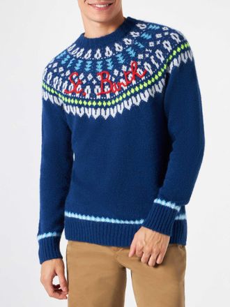 MC2 Saint Barth Crewneck Sweater Heron With Fair-isle Jacquard