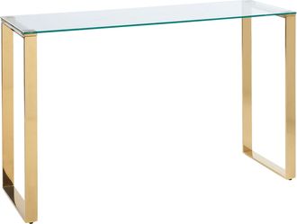Beliani Beliani - Consola De Vidrio Templado Transparente Dorado 120 X 40 Cm Acero Inoxidable Tilon
