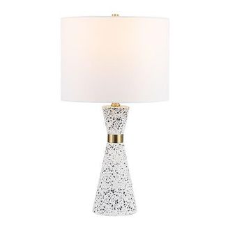 Jonathan Y Designs Artezza Contemporary Hourglass Terrazzo/Iron LED Table Lamp in White/gray Terrazzo at Nordstrom