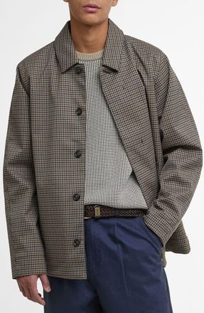 Barbour Loden Waterproof Short Check Twill Jacket in Stone/navy Check at Nordstrom, Size Small