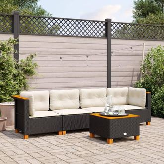 vidaXL Vidaxl - Set De Muebles De Jard&iacute;n 5 Pzas Y Cojines Rat&aacute;n Sint&eacute;tico Negro