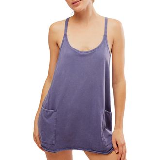 Free People FP Movement Hot Shot Racerback Romper in Blue Indigo at Nordstrom, Size X-Small