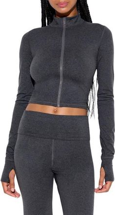Spiritual Gangster Elliott Crop Knit Jacket in Vintage Black at Nordstrom, Size X-Small