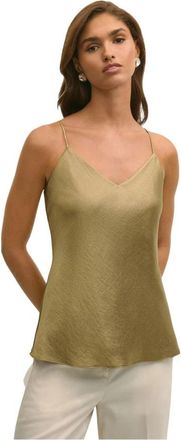 Brooks Brothers Satijnen Zachte Top - Dames - Tops zonder mouwen - Geel - XS - Satijn - Tops