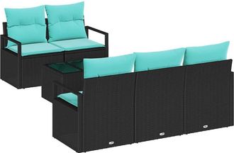 vidaXL Juego De Sof&aacute; 6 Uds. 5-n&uacute;mero De Plazas Negro Y Turquesa Vidaxl