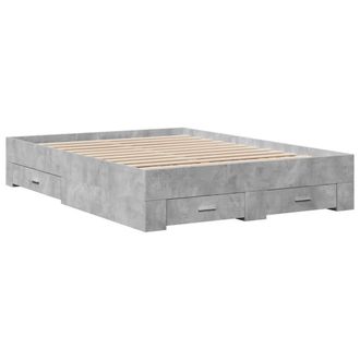 Berkfield Home Modern Bed Frame w/Drawers Frame Concrete Grey 135x190 cm Double