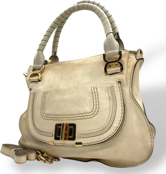 Chlo&eacute; Ivory Leather Shoulder Bag Tote Bag (Pre-Owned)