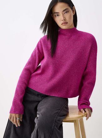 Twik Womens Ribbed mock-neck boxy-fit sweater