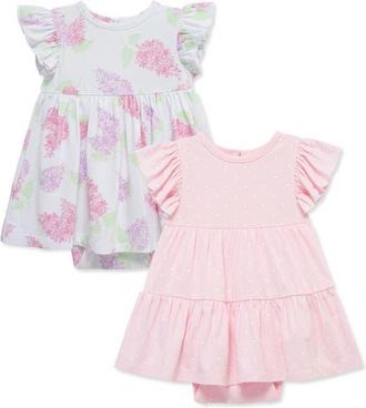 Little Me Lilcas Pack of 2 Skirted Bodysuits in Pink at Nordstrom, Size 12M