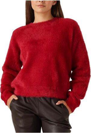 ALIX The Label Gebreide Mohair Pullover - Dames - Ronde hals truien - Rood - XL - Truien & Vesten