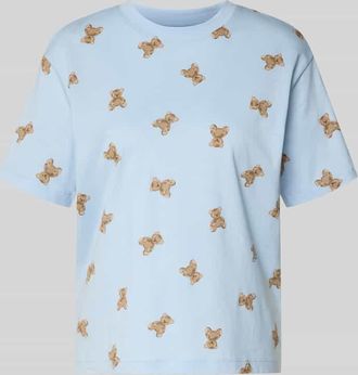 Jake*s Casual Regular Fit T-Shirt mit Allover-Motiv-Print in Hellblau, Gr&ouml;&szlig;e XXL