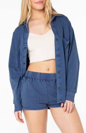 Roxy Sandpiper Cotton Button-Up Shirt in Sargasso at Nordstrom, Size Small