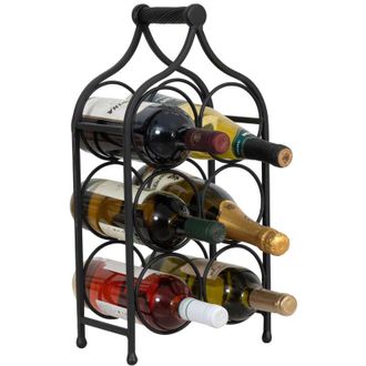 Biscottini International Biscottini - Botellero De Hierro Botellero De Mesa 46x24 Cm Botellero De Cocina Estante Para Botellas De Vino Bodega Botellero De Mostrador