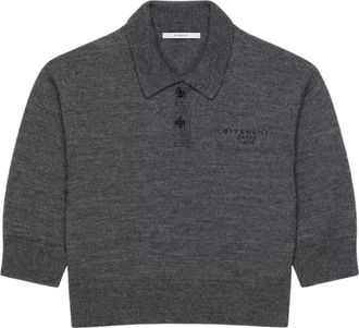 Givenchy Polo Top van Wol - Dames - Polos - Grijs - S - Wol - Tops