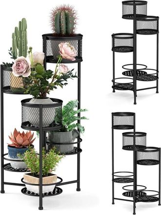 Costway Costway - Porta Piante da Interno Pieghevole, Scaffale per Piante e Fiori in Metallo a 6 Livelli,Porta Vasi Salvaspazio da Balcone e Salotto, 41 x 39