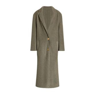 Alberta Ferretti Wool Silk Long Suit Coat - female - Alberta Ferretti - Single-Breasted Coats - Green - S - Coats