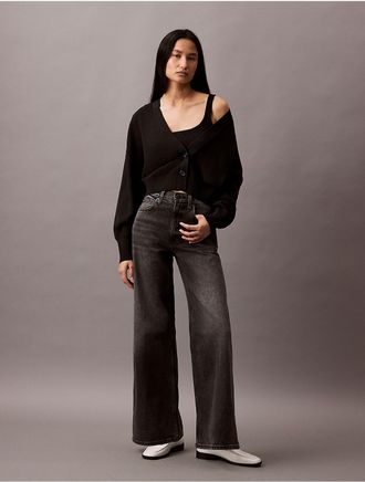 Calvin Klein Jeans Calvin Klein Womens 2-In-1 Cropped Cardigan and Tank Top Set - Black - XS