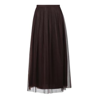 Alpha Studio Midi Skirts, female, Brown, XS, Gonna midi in tulle con pieghe